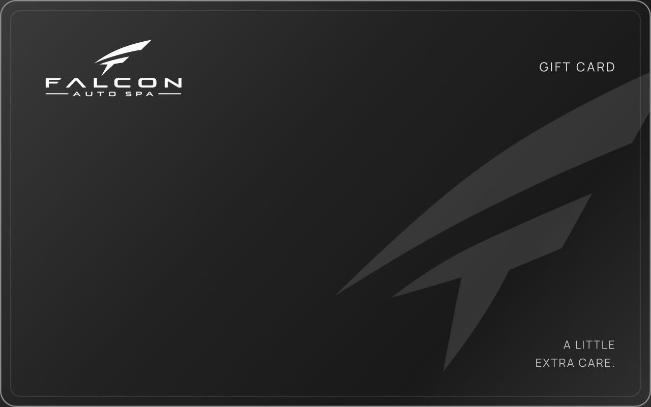 Classic black Falcon Auto Spa gift card artwork